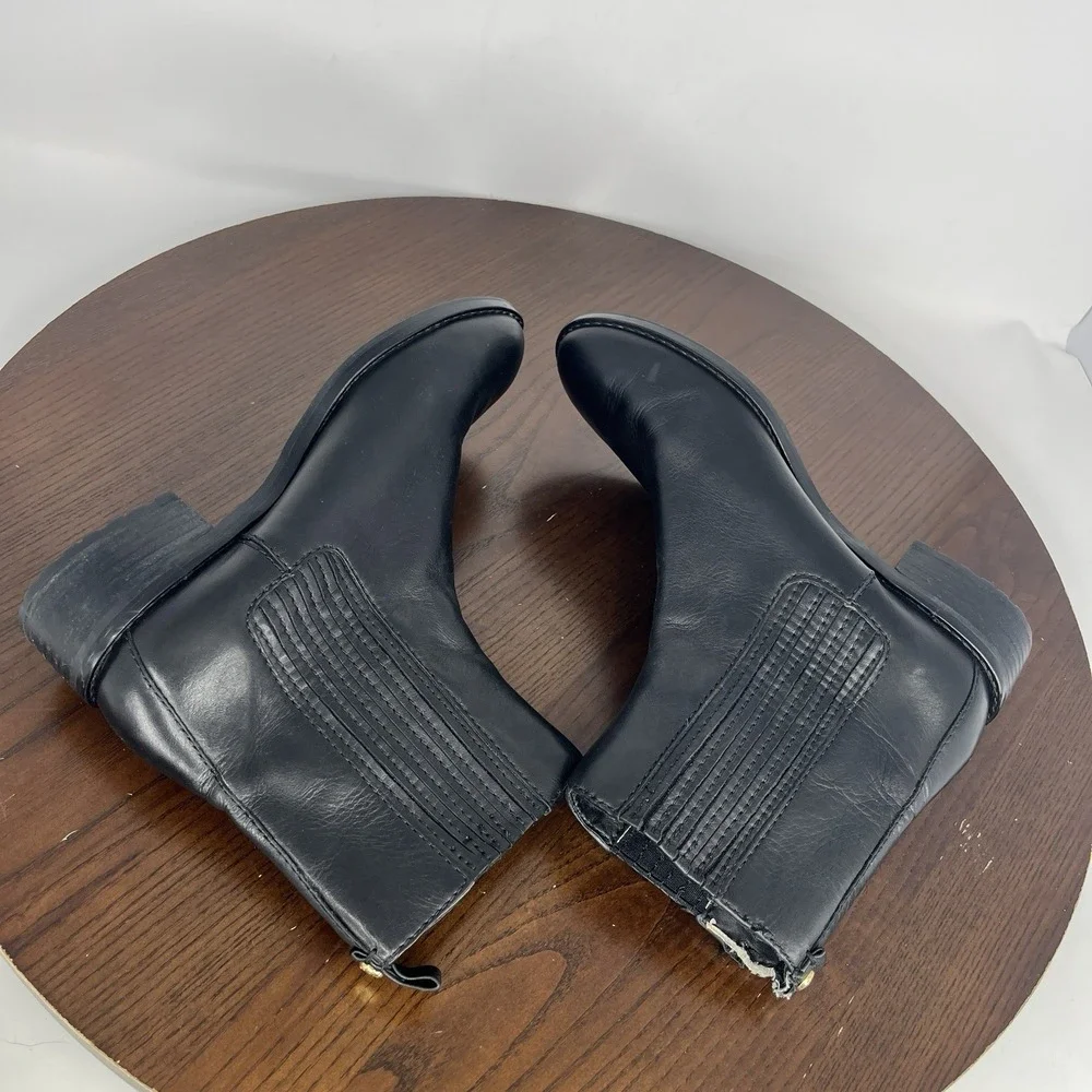 Michael Kors Ankle Boots Women's 6.5M Black Leather Booties Chelsea pull Up Moto